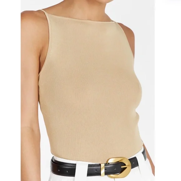 NEW DISSHTaylor Sand Knit Tank Beige Khaki Stretchy Clean Fit minimalist - Picture 9 of 9